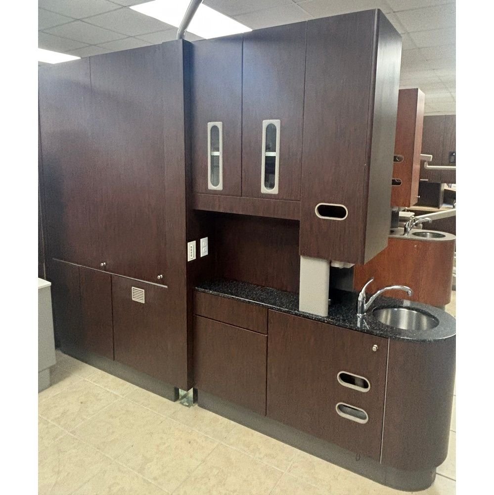 5 ROOM ADEC Dental Cabinet Package - (5) Adec 5580 Rear Treatment w/ 541 Dr Delivery & Assist. Pkg - (4) Adec 5543 Center Island - Royal Mahogany Laminate, Night Stars Solid Tops - Image 9
