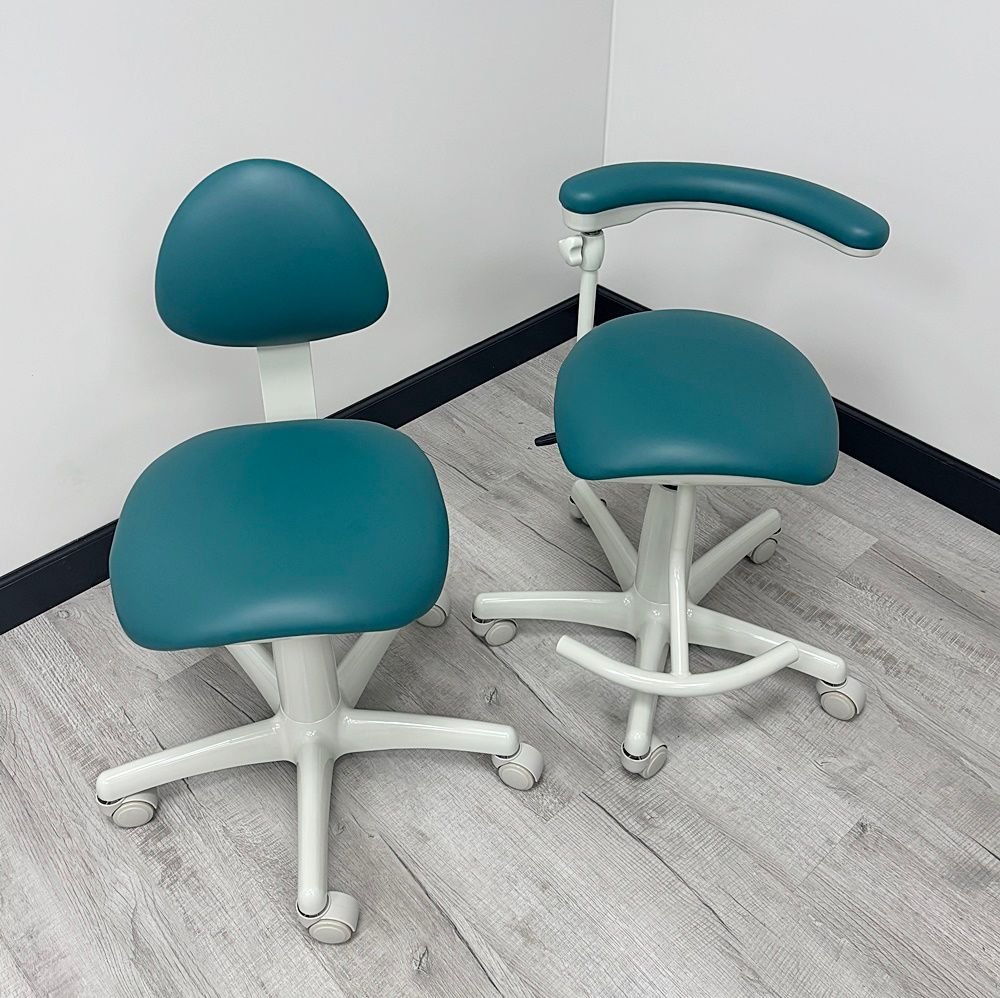 Midmark Dental Stool Set - (Doctor 153811) (Assistant 153812) - New Vinyl Upholstery,