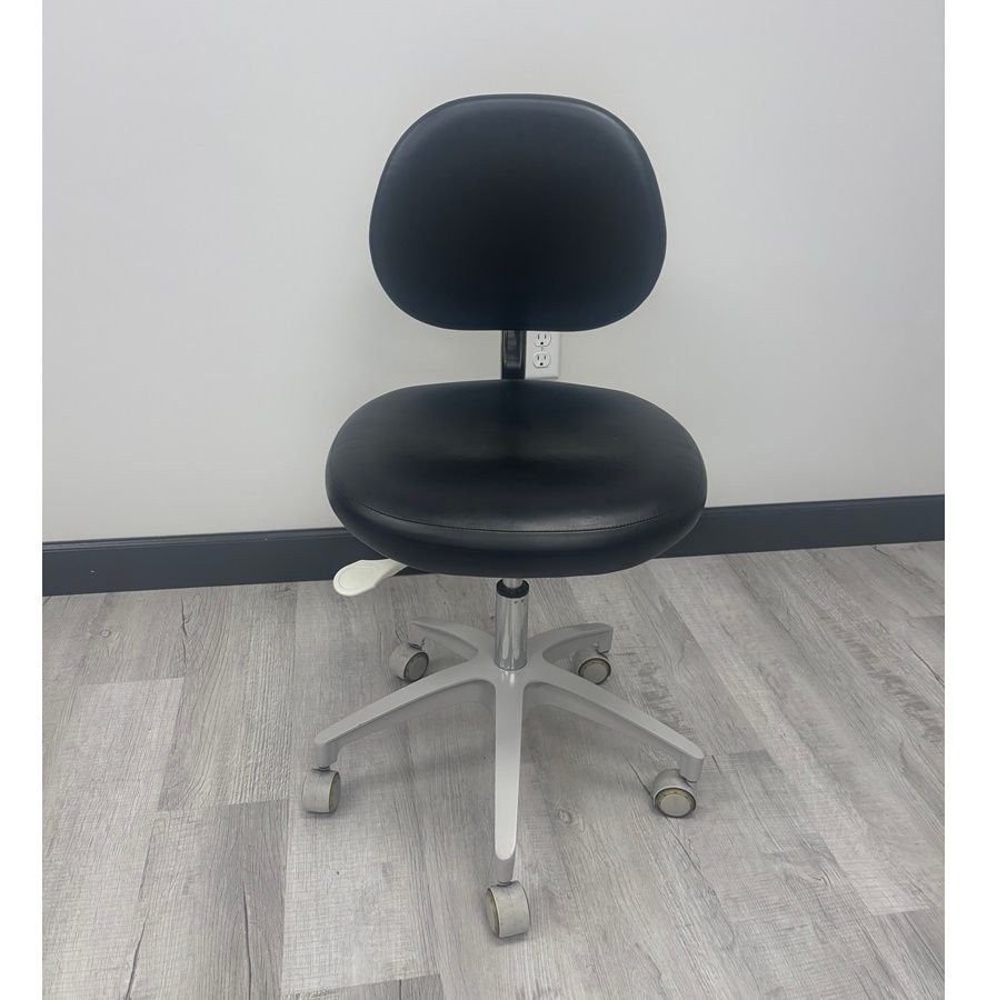 (SET of 5) x ADEC 1601 & 1622 (Surf or White) Dental Doctor & Assistant Stool Sets - Good Used Ultraleather Upholstery (Raven Wing) - Image 5