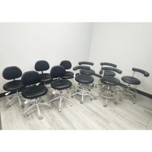 (SET of 5) x ADEC 1601 & 1622 (Surf or White) Dental Doctor & Assistant Stool Sets - Good Used Ultraleather Upholstery (Raven Wing)