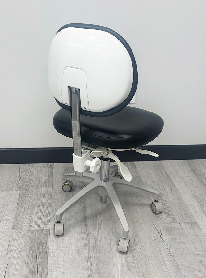 (SET of 5) x ADEC 1601 & 1622 (Surf or White) Dental Doctor & Assistant Stool Sets - Good Used Ultraleather Upholstery (Raven Wing) - Image 4